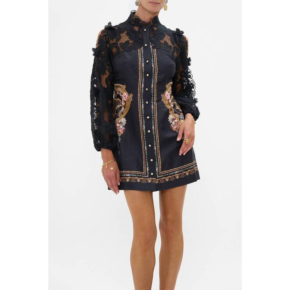 NEW CAMILLA noble endeavours lace sleeve mini dress in black - Picture 1 of 6